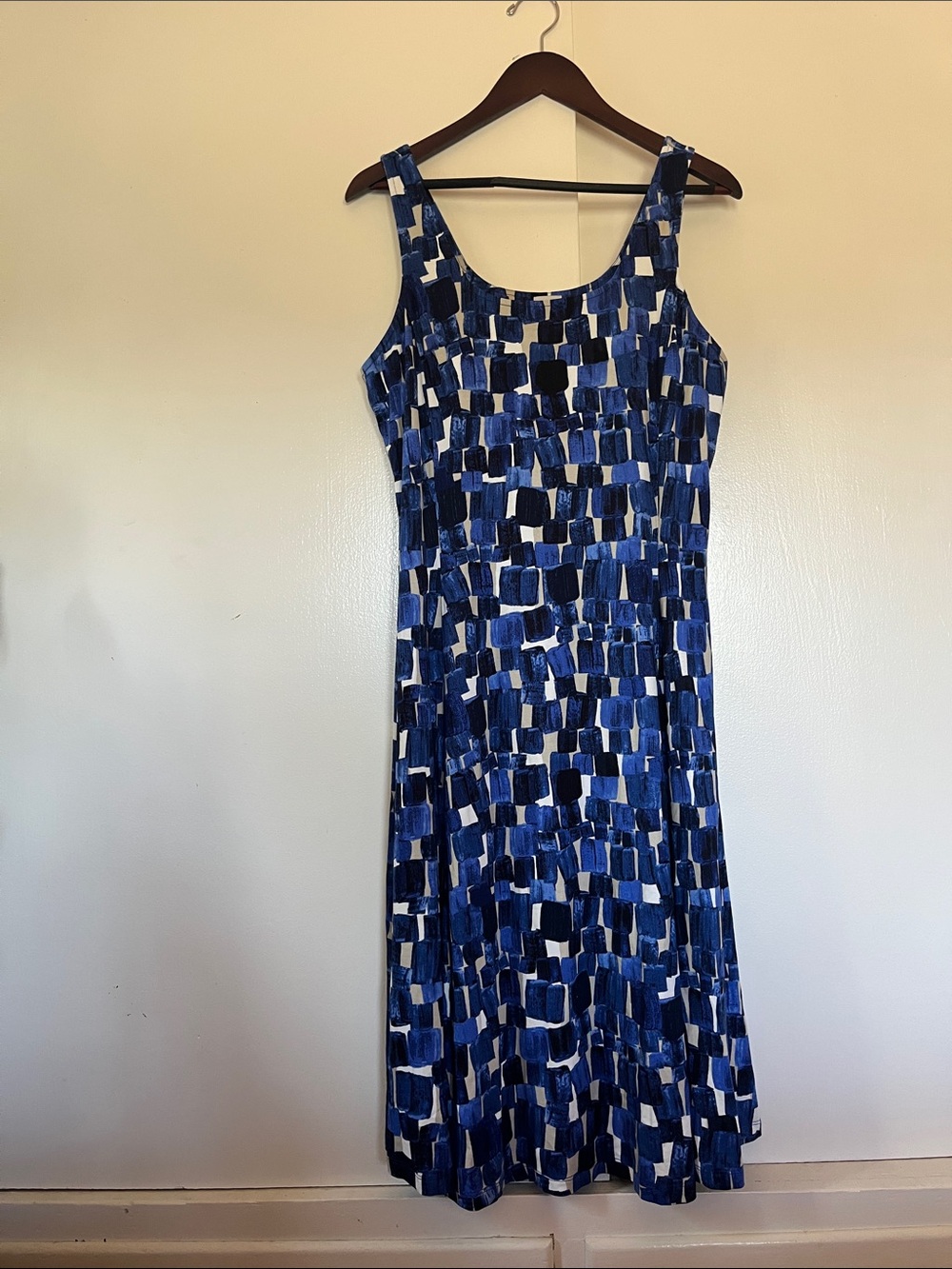 NIC+ZOE Blue & White Geometric Midi Dress